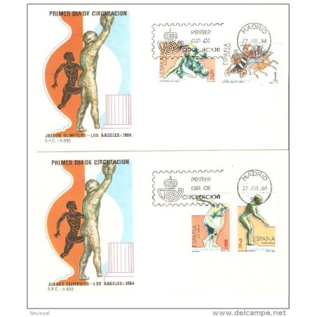 2   sobres  de primer dia de 1984  serie juegos olimpicos