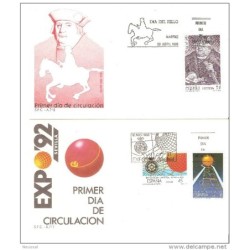 2 sobres  de primer dia de 1988  dia del sello y expo