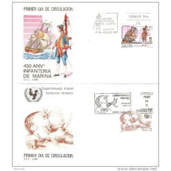 2 sobres  de primer dia de 1987  infanteria de la marina y lactancia materna