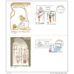 2  sobres  de primer dia de 1985 gimnasia ritmica y america