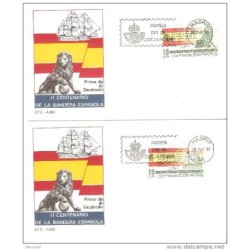 2  sobres  de primer dia de 1985 serie centenario de la bandera española