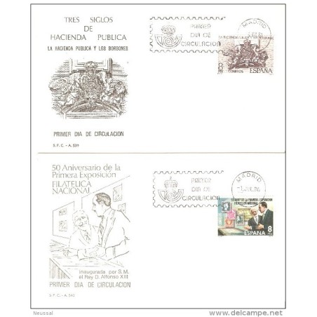 2 sobres   de primer dia de 1980 hacienda publica y filatelia nacional