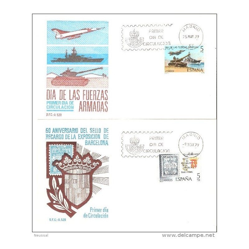 2 sobres de primer dia de 1979 fuerzas armadas y exposicion barcelona 2 sobres de primer dia de 1979 fuerzas armadas y exposicion barcelona