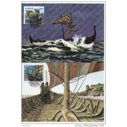 4 tarjetas de suecia 1990 barcos