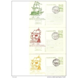 3 tarjetas diferentes colores barco de rusia