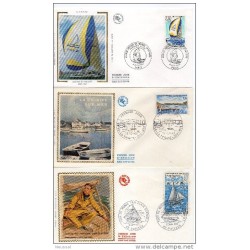 3 sobres de primer dia francia  barcos