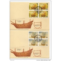 Serie de barcos de portugal en bloque de 4 1990