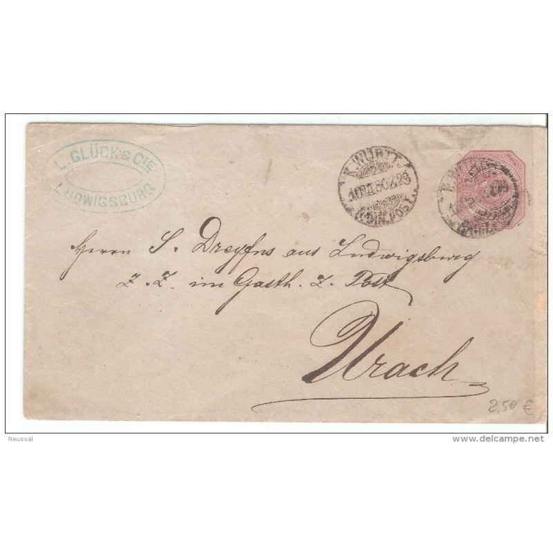 Carta con matasello de wurtt Carta con matasello de wurtt