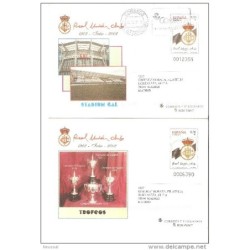 2 entero postal diferente ilustracion  usado real club de irun