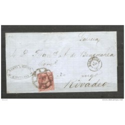 Carta recortada con matasello barcelona y rueda de carreta 2