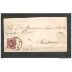 Carta recortada con matasello coruña  y rueda de carreta 4