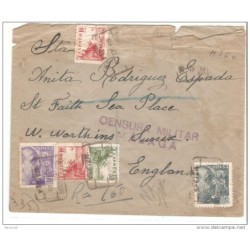 Carta con  censura militar de malaga y direccion inglaterra