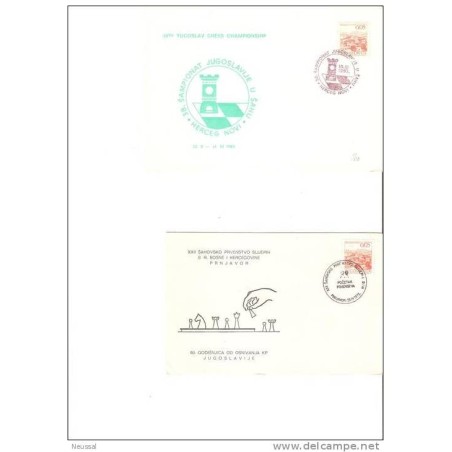 2 tarjetas de ajedrez de yugoslavia
