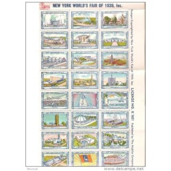 Espectacular pliego completo sin partir  de 54 Viñetas de la feria de Nueva York de 1938