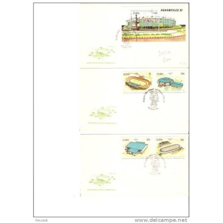3 sobres de primer dia cuba 91