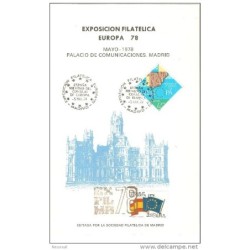 Tarjeta de exposicion filatelica europa de 1978