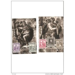 2 tarjetas de michelangelo capella sistina