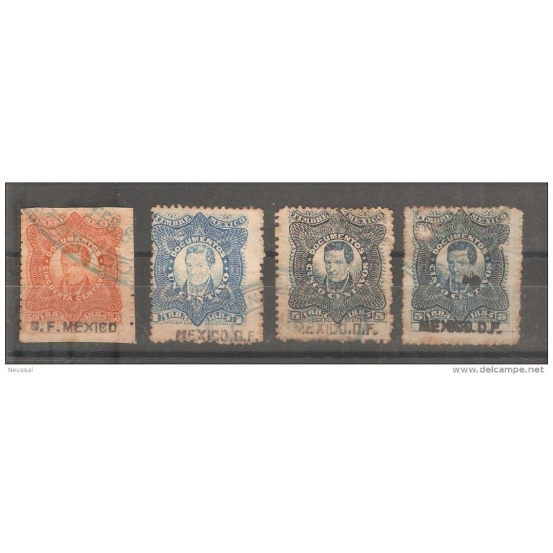 4 sellos mexico oficina de gobierno 1883 4 sellos mexico oficina de gobierno 1883