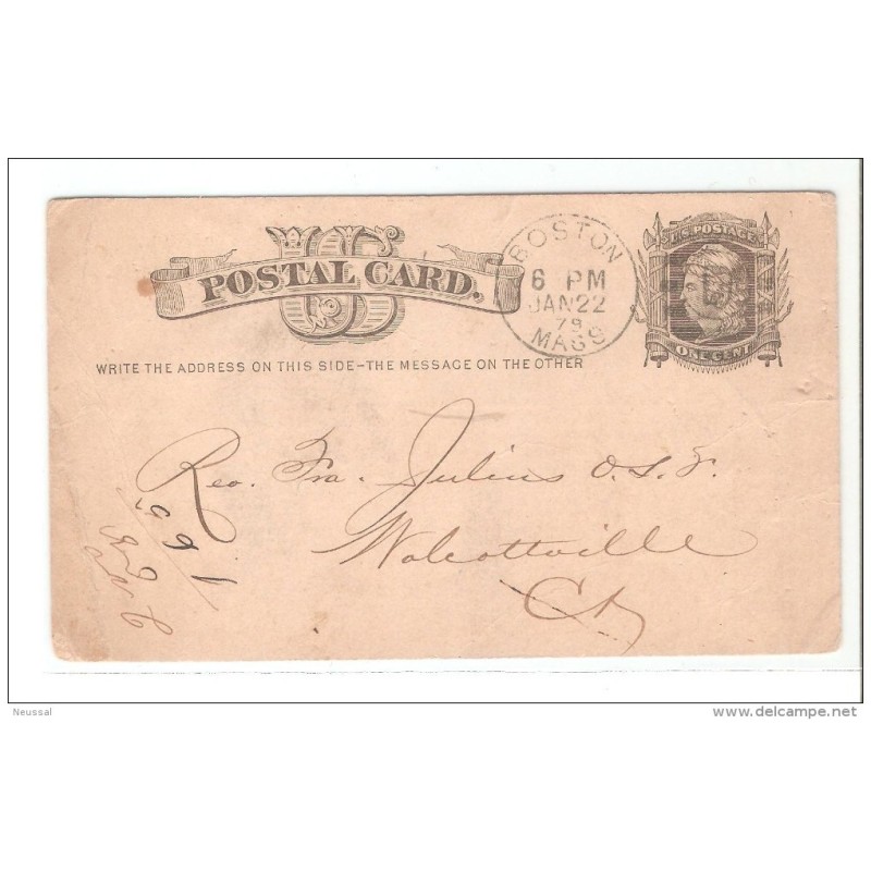 Tarjeta postal de USA 1879 con publicidad por detras Tarjeta postal de USA 1879 con publicidad por detras