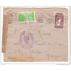 Carta circulada de marruecos censura san sebastian 1941