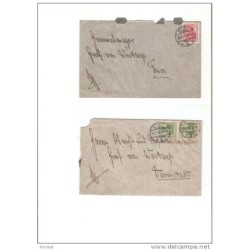 2 cartas de alemania con cuño azul por detras en corona