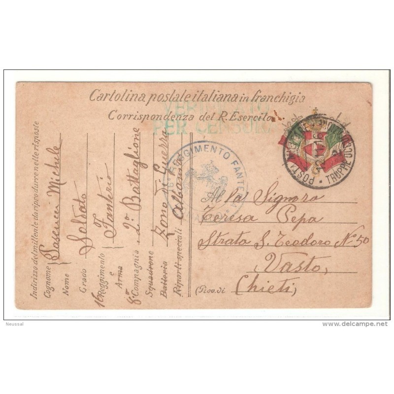 Tarjeta correspondance del R esercito 1916 Tarjeta correspondance del R esercito 1916
