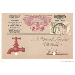 Tarjeta postal con publicidad comercio e industrias metalurgicas moreno sa
