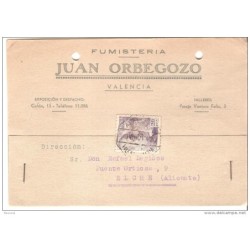 Tarjeta postal con publicidad Fumisteria juan orbegozo