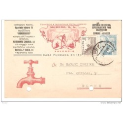 Tarjeta postal con publicidad  y de 1947