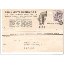 Tarjeta postal con publicidad  tubos y hierros industriales