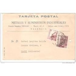 Tarjeta postal con publicidad metales y suministros industriales