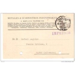 Tarjeta postal con cuño de impresos
