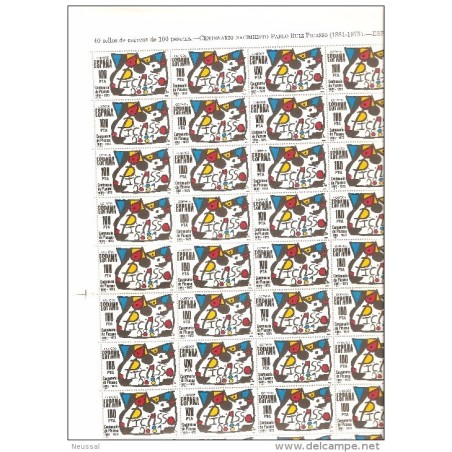 Pliego completo de 40 sellos de picasso