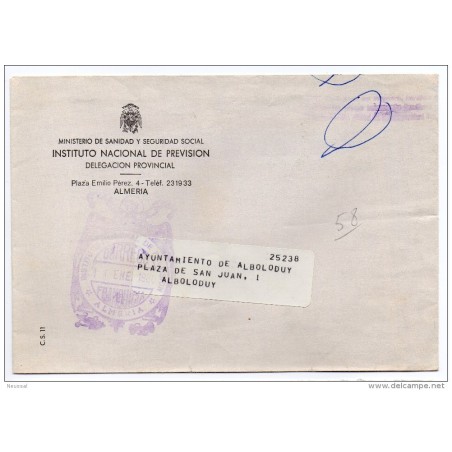 Carta con matasello instituto nacional de prevision  almeria