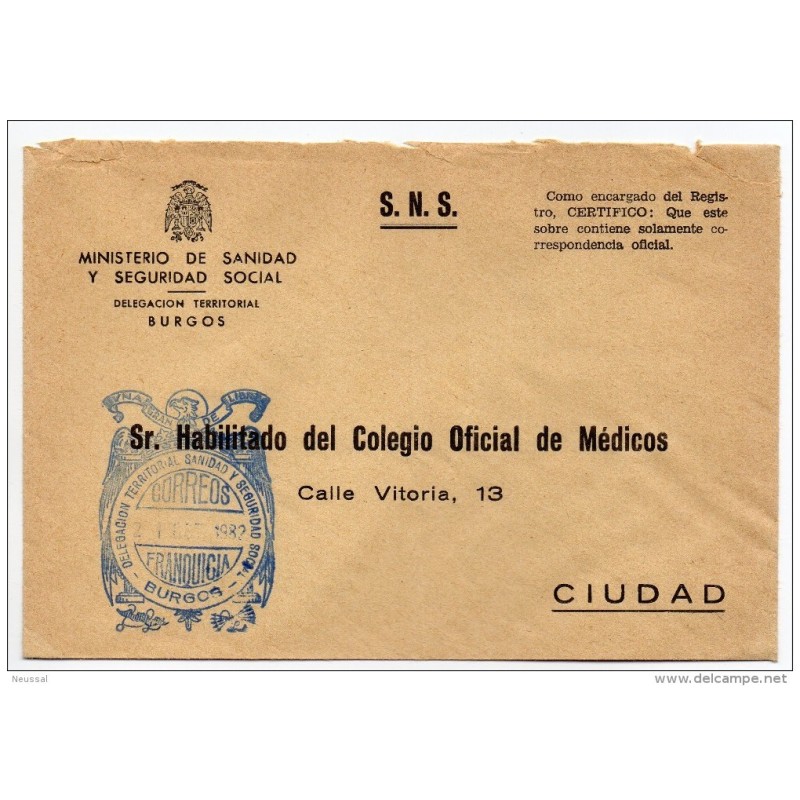 Carta con matasello delegacion territorial sanidad y seguridad social Burgos Carta con matasello delegacion territorial sanidad y seguridad social Burgos