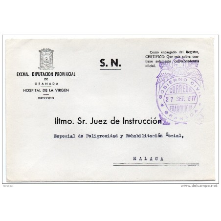 Carta con matasello gobierno civil granada