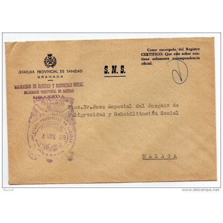 Carta con matasello jefatura provincial de sanidad granada