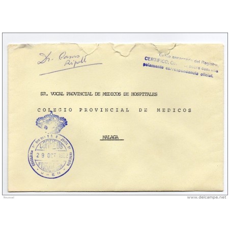 Carta con matasello conselleria de sanidad y ss de andalucia Jaen