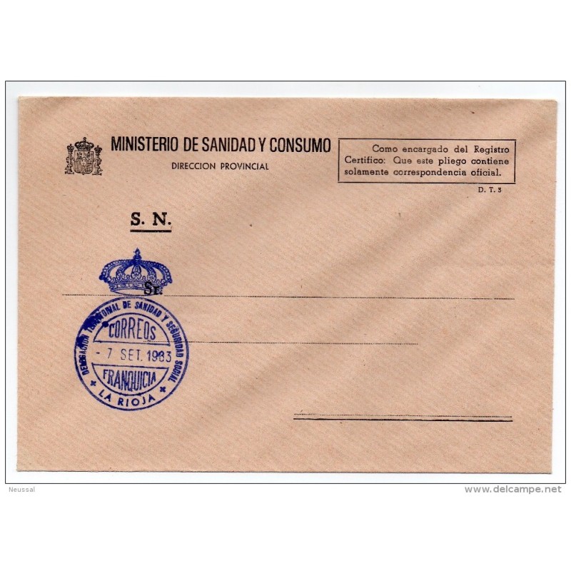 Carta con matasello delegacion territorial de sanidad y seguridad social la rioja Carta con matasello delegacion territorial de sanidad y seguridad social la rioja