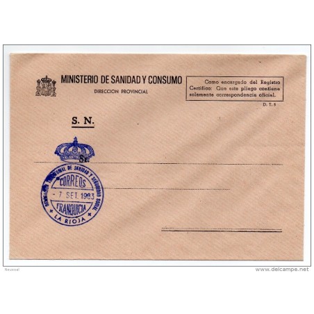 Carta con matasello delegacion territorial de sanidad y seguridad social  la rioja