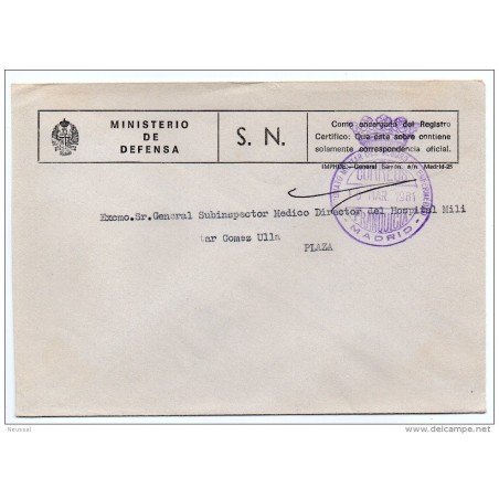 Carta con matasello patronato militar del seguro de enfermedades madrid