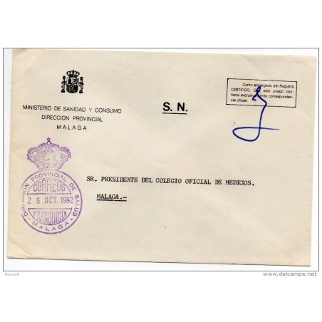 Carta con matasello direccion provincial de salud malaga