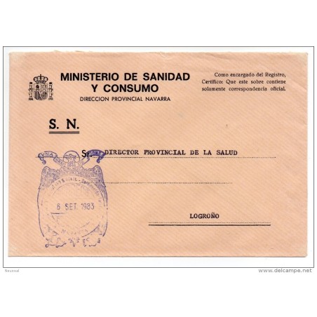 Carta con matasello ministerio de sanidad y consumo navarra
