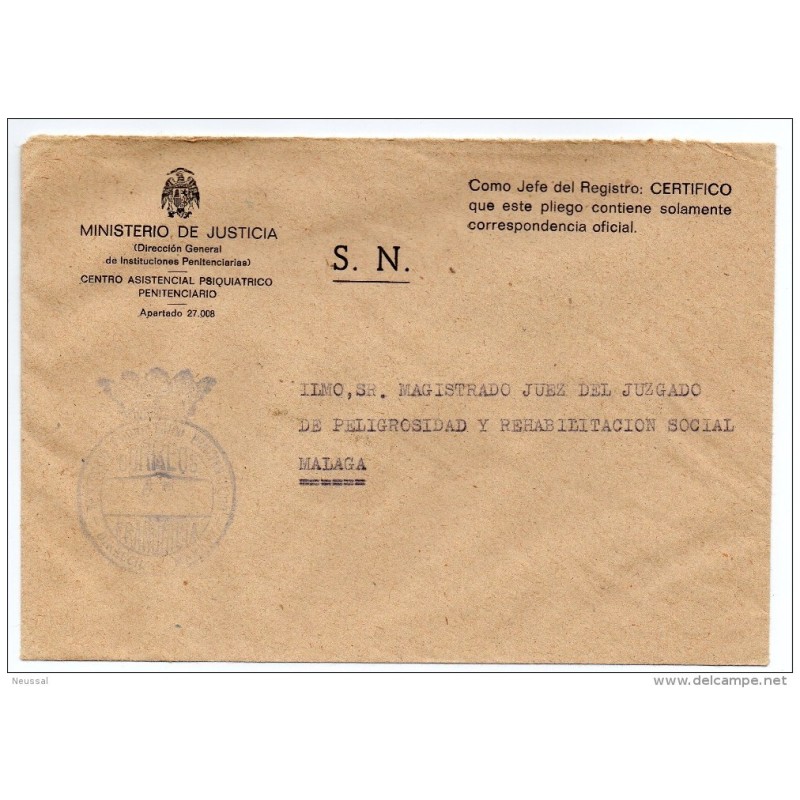 Carta con matasello instituciones penitenciarias Carta con matasello instituciones penitenciarias