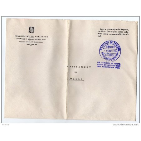 Carta con matasello  generalitat catalunya tarragona