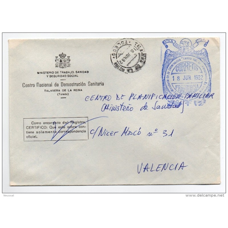 Carta con matasello ministerio de gobernacion toledo Carta con matasello ministerio de gobernacion toledo