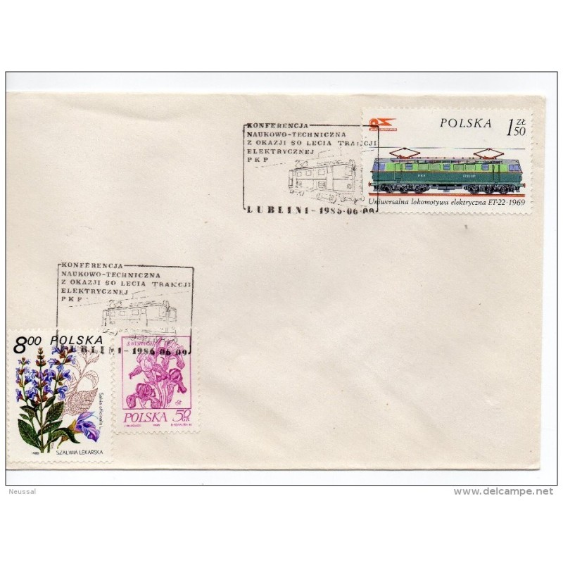 Carta de polonia con matasellos tren Carta de polonia con matasellos tren
