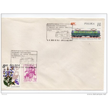 Carta de polonia con matasellos tren
