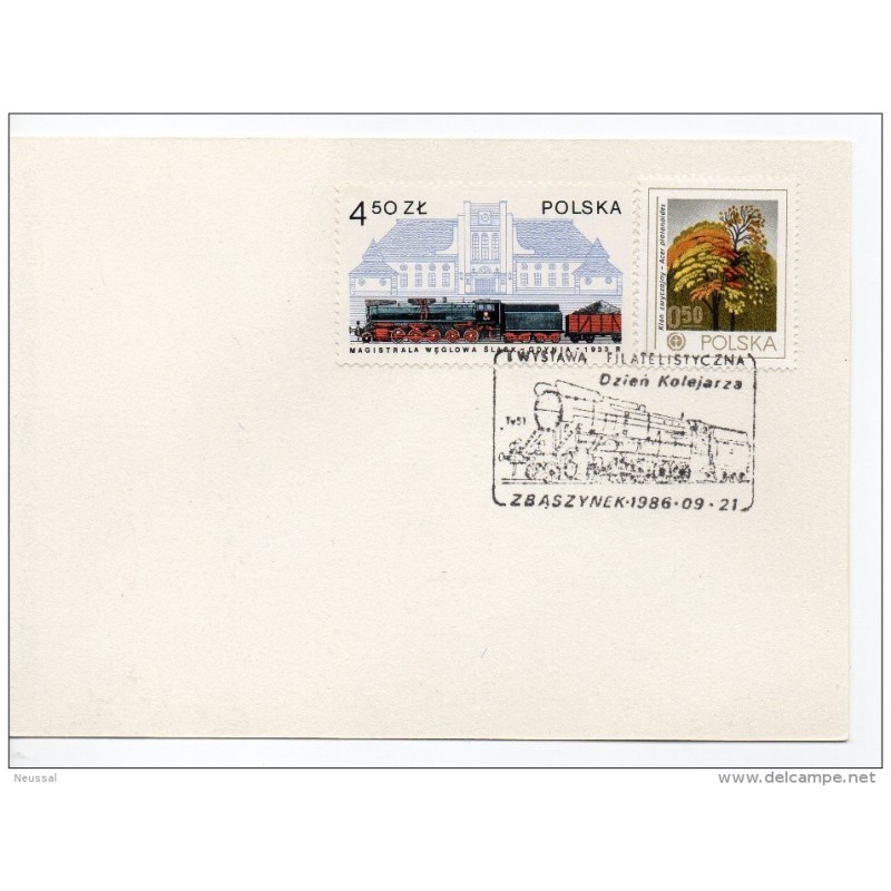 Tarjeta de polonia con matasellos tren Tarjeta de polonia con matasellos tren