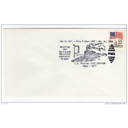 Carta de EEUU con matasellos tren 1977